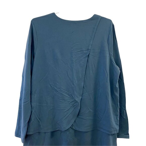 Pure Jill Womens T-Shirt Dress Blue Stretch Scoop Long Sleeve Overlay P Medium - Picture 5 of 9